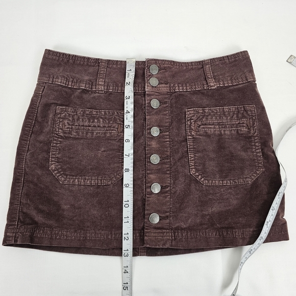 Free People We The Free Joanie Corduroy Button Front Mini Skirt Brown Size 26 - Picture 9 of 11